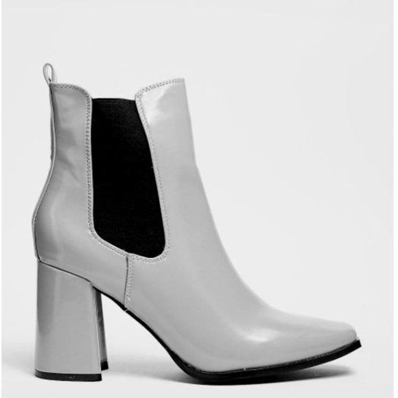 NASTY GAL | Gray Square Toe Heeled Chelsea Boots - Picture 2 of 8